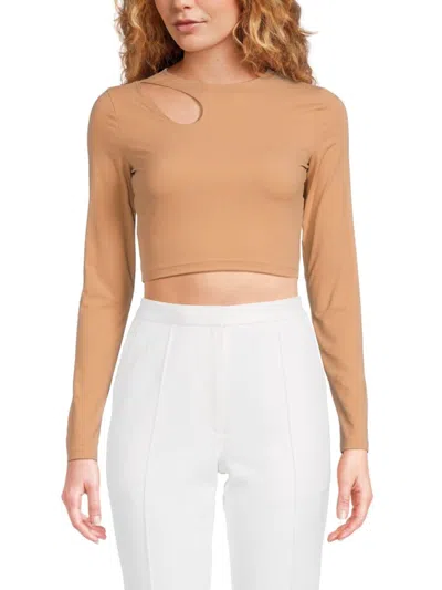 Wolford Women's Cut Out Long Sleeve Crop Top In Almond