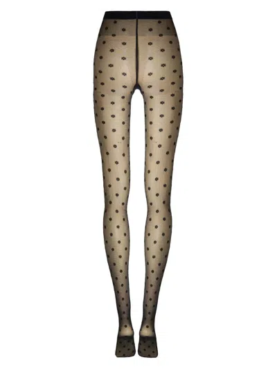 Wolford Women's Daisy Embroidered Tights In Black