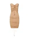 Wolford Women's Fatal Draping Drawstring Minidress In Almond