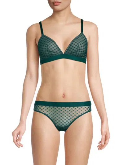 Wolford Women's Lace Triangle Bralette In Emerald