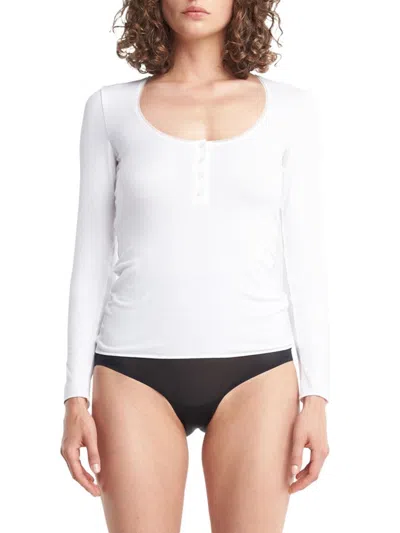 Wolford Women's Rib-knit Henley In White