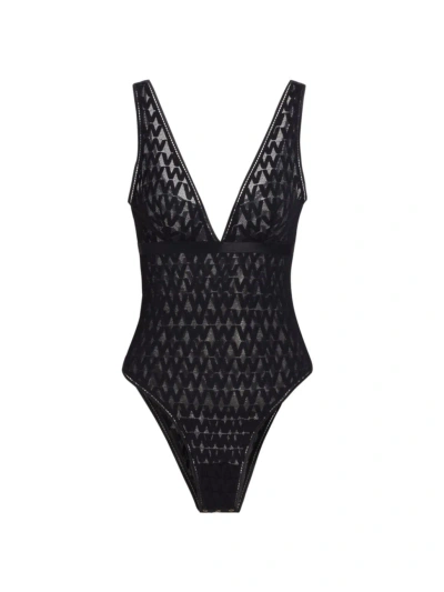 Wolford Women's Sheer Logo Bodysuit In Black