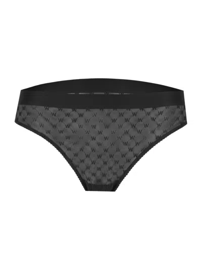 Wolford Women's Sheer Logo Mesh Bikini Briefs In Black