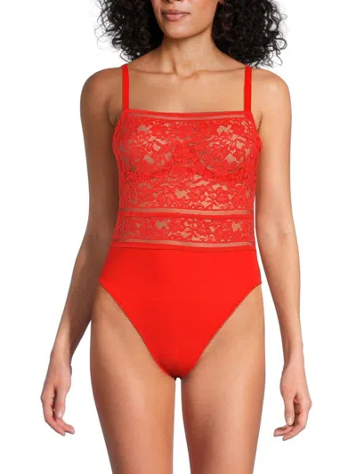 Wolford Women's Straight Laced Bodysuit In Red Glow