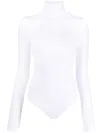 Wolford Ribbed High Neck Bodysuit In White