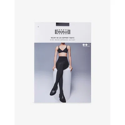 Wolford Womens Black Velvet 66 Leg Support Stretch-woven Tights