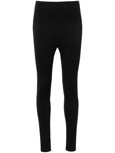 Wolford Ribbed Seamless Leggings Elastic Waistband In Black
