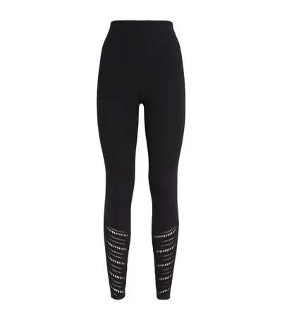 Wolford Wool-blend Holes-effect Leggings In Black