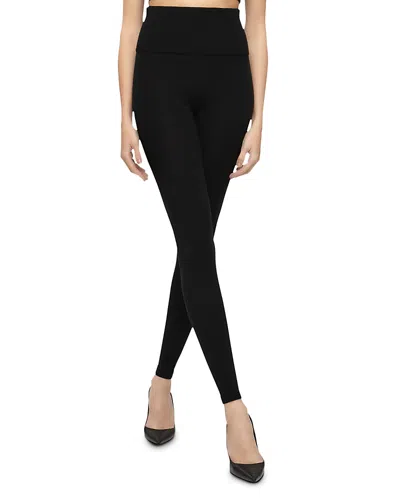 Wolford Ribbed Seamless Leggings Elastic Waistband In Black