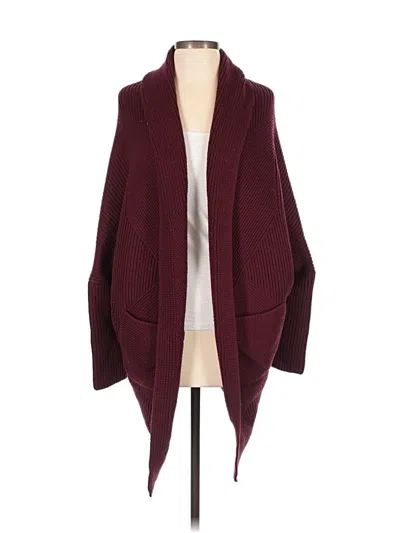Pre-owned Wolford Wool Cardigan Sweater In Burgundy