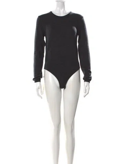 Pre-owned Wolford Wool Crew Neck Bodysuit In Black