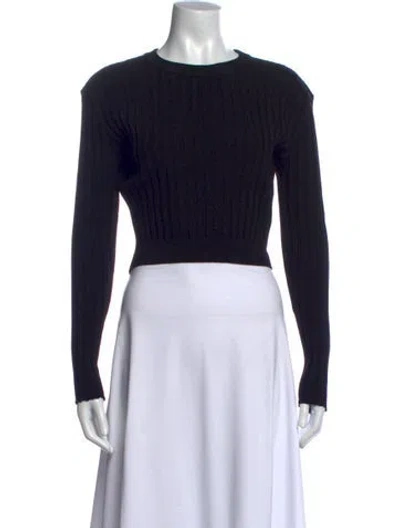 Pre-owned Wolford Wool Crew Neck Top In Black