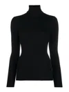 Wolford Ribbed Turtleneck Sweater In Virgin Wool In Black