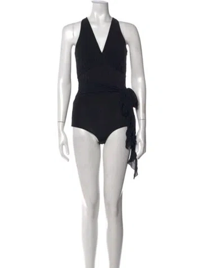 Pre-owned Wolford X Emilio Pucci Halterneck Sleeveless Bodysuit In Black