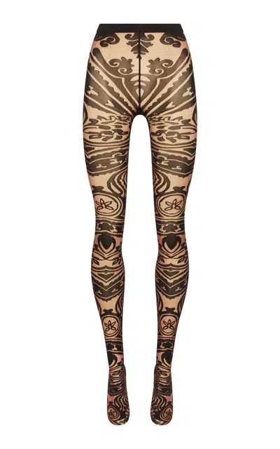 Wolford X Etro 20 High-contrast Printed Tights In Black