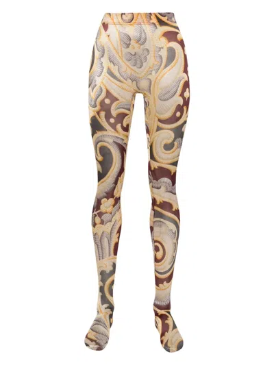 Wolford X Etro Baroque-print Shimmer Tights In Brown