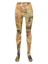 Wolford X Etro Baroque-print Shimmer Tights In Yellow