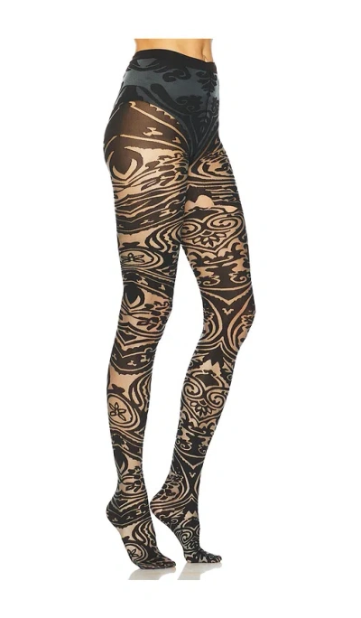 Wolford X Etro Body Tattoo Tights In 灰色&黑色
