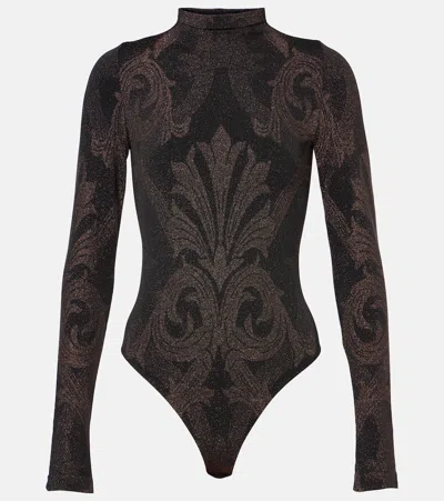 Wolford X Etro Metallic Jacquard Bodysuit In Black
