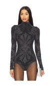 Wolford Floral-jacquard Metallic Bodysuit In 黑色&银色