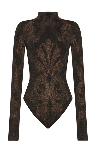 Wolford X Etro Metallic Jacquard Bodysuit In Black