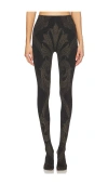 Wolford X Etro Metallic-threading Jacquard Tights In 黑色&金黄色