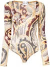 Wolford X Etro Paisley-print Bodysuit In Grey