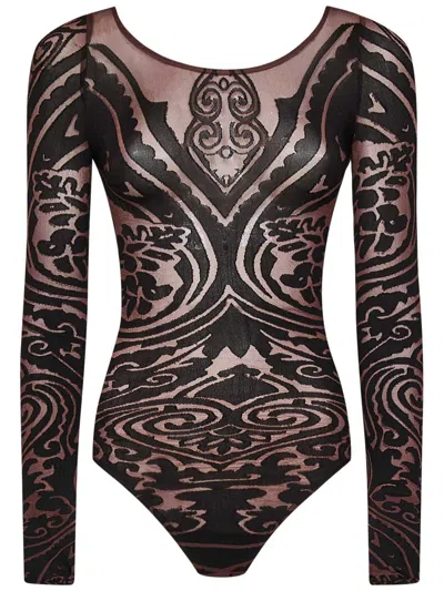 Wolford X Etro Paisley Tattoo Body In Brown