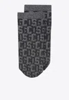 Wolford X Gcds Monogram-pattern Socks In Gray