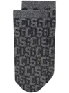 Wolford X Gcds Monogram-pattern Socks In Black