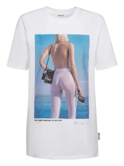 Wolford Ladies Short-sleeve Newton Cotton T-shirt In Hn Oceanblue