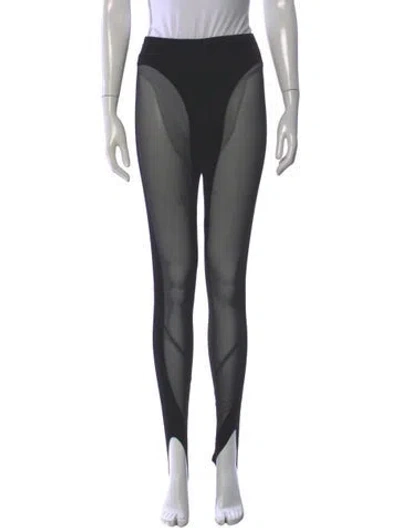 Pre-owned Wolford X Mugler Faux Leather Skinny Leg Pants In Black
