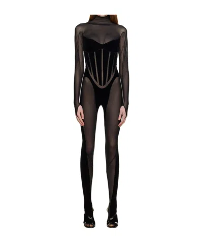 Wolford X Mugler Sheer Long-length Catsuit In Black