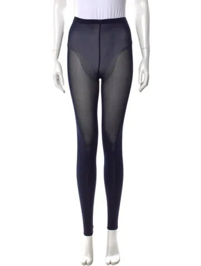 Pre-owned Wolford X Mugler Skinny Leg Pants In Blue