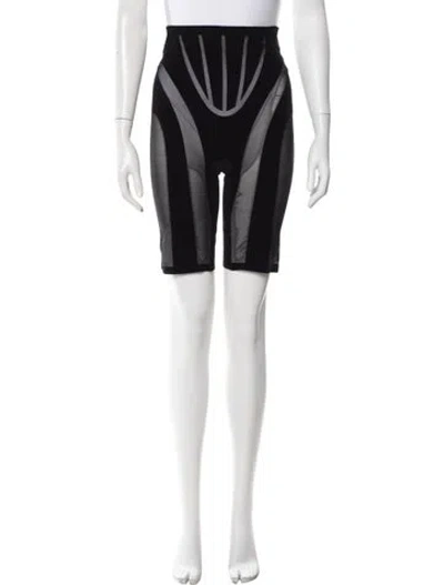 Pre-owned Wolford X Mugler Striped Knee-length Shorts In Black