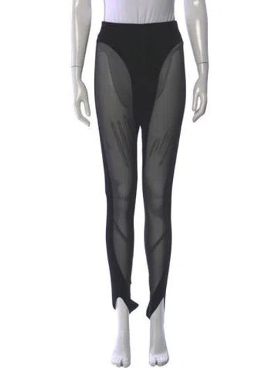 Pre-owned Wolford X Mugler Striped Skinny Leg Pants W/ Tags In Black