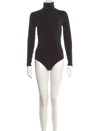 Pre-owned Wolford X Mugler Turtleneck Long Sleeve Bodysuit In Black