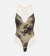 Wolford X N21 Monica Bodysuit In Vanilla Latte/black
