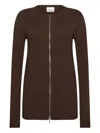 Wolford Zip-front Wool Cardigan In Brown