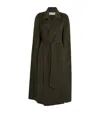 Wolk Morais Cashmere On Set Cape Maxi Coat In Green