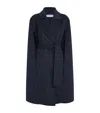 Wolk Morais Cashmere Pinstripe Tie-waist Cape Coat In Blue