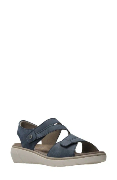 Wolky Ikaria Ankle Strap Platform Wedge Sandal In Denim Biocare