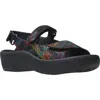 Wolky Jewel Slingback Platform Sandal In Black Multi Printed Leather