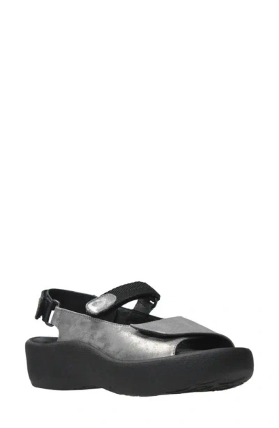 Wolky Jewel Slingback Platform Sandal In Grey Nubuck
