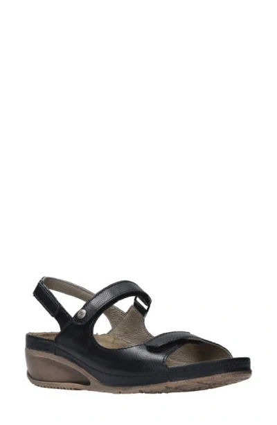 Wolky Pica Slingback Wedge Sandal In Black Biocare