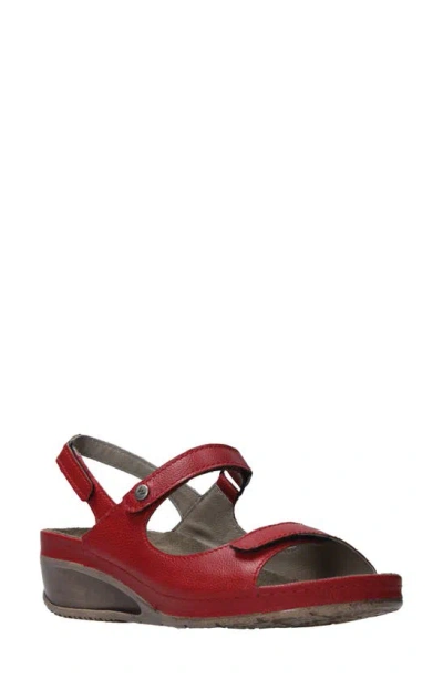 Wolky Pica Slingback Wedge Sandal In Red Biocare