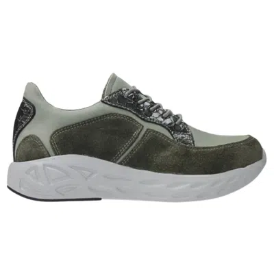 Wolky Women's Bounce Leather Sneakers In Castor Grey Combi In Green