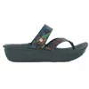 Wolky Women's Tahiti Supportive Flip-flop Sandal In Corza Print Black Multi In Blue