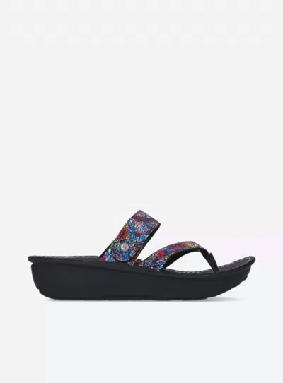 WOLKY WOMEN'S TAHITI SUPPORTIVE FLIP-FLOP SANDAL IN CRASH SUED MULTI BLACK