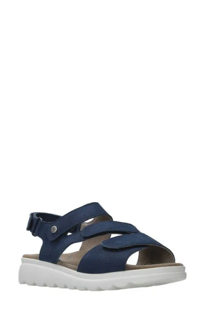 Wolky Yard Slingback Platform Wedge Sandal In Denim Nubuck